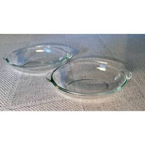 Set of 2 Vintage 1-Cup Pyrex 328 Corning 8 oz Oval Clear Glass Baking Dishes